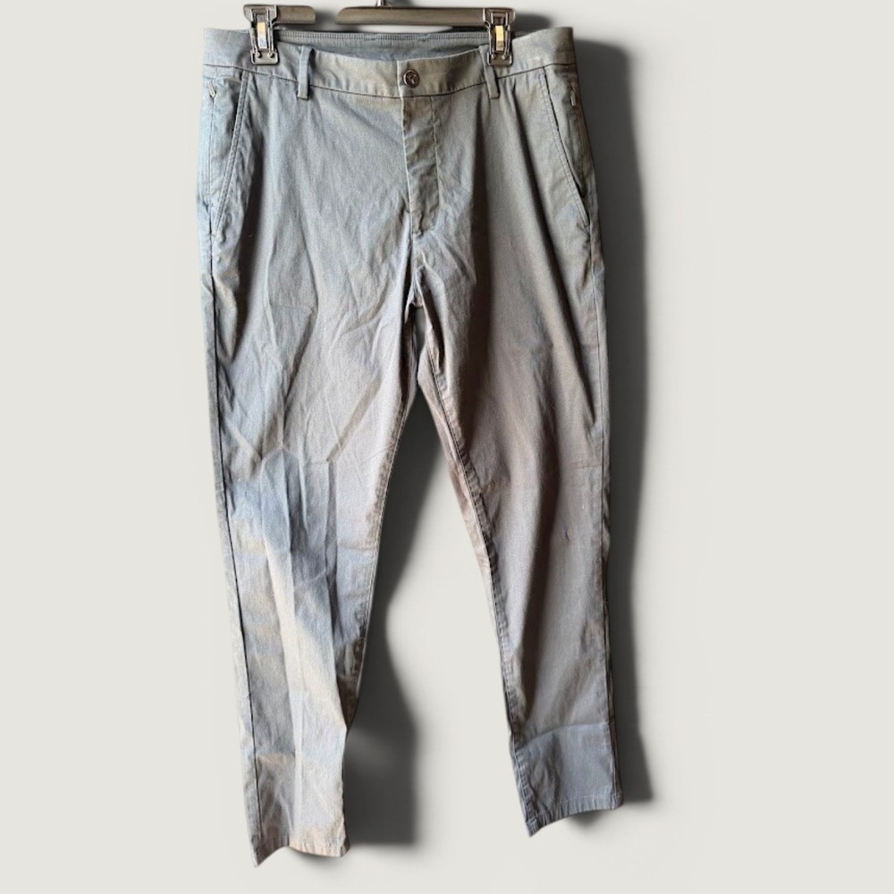 Birddogs Mens Gray Blue Chino Pants 34X32 Cotton Flat Front Performance Khakis